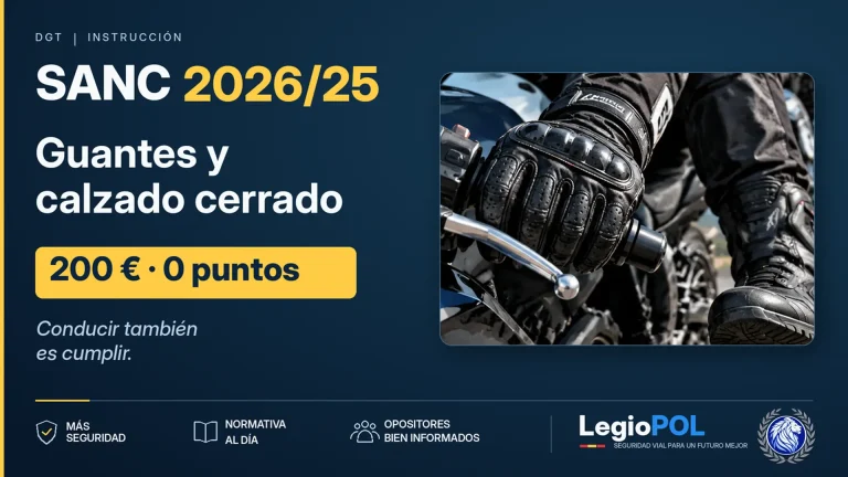 Motorista con guantes y calzado cerrado, Instrucción SANC 2026/25 de la DGT